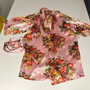 Vibrant Floral Satin Robe